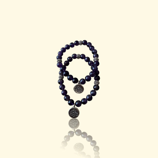 Bracelet Améthyste + Fleur de Vie - Calme, clarté & harmonie | Pierre naturelle