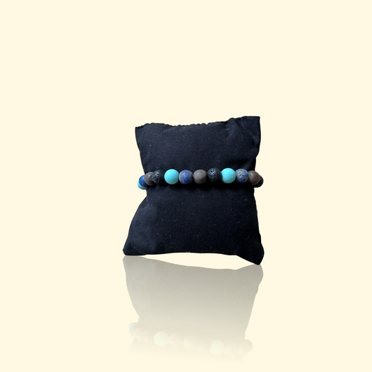 Bracelet Mix Équilibre – Ancrage, Confiance, Clarté & Douceur (Pierre de Lave, Œil de Tigre, Sodalite, Amazonite)