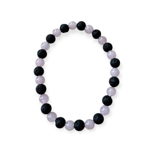 Bracelet Quartz Rose & Pierre de Lave - Douceur & harmonie | Pierre naturelle