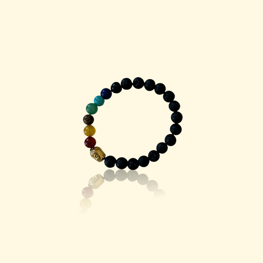 Bracelet Pierre de Lave, 7 Chakras & Bouddha - Équilibre et Ancrage Spirituel | Pierres naturelles