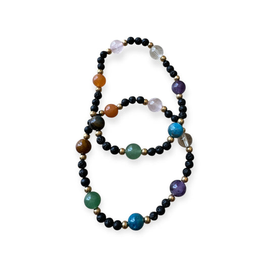 Bracelet 7 Chakras + Pierre de Lave - Harmonie, ancrage & énergie | Pierres naturelles