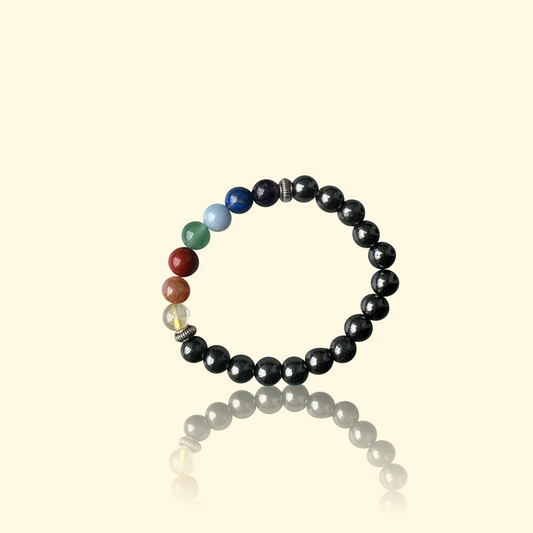 Bracelet Hématite & 7 Chakras - Protection, alignement & ancrage | Pierres naturelles
