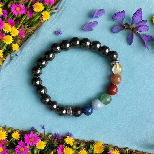 Bracelet Hématite & 7 Chakras - Protection, alignement & ancrage | Pierres naturelles