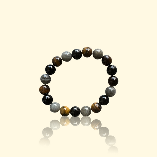 Bracelet Labradorite, Obsidienne & Œil de Tigre - Protection, intuition & confiance | Pierres naturelles