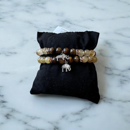 Bracelet Quartz Rutile & Œil de Tigre - Clarté, confiance & protection | Pierres naturelles