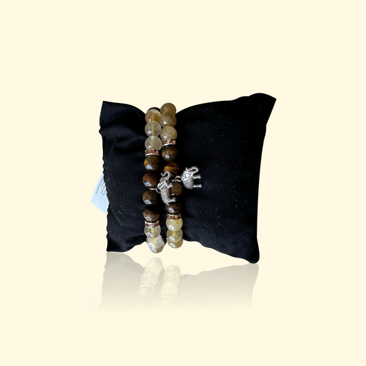 Bracelet Quartz Rutile & Œil de Tigre - Clarté, confiance & protection | Pierres naturelles