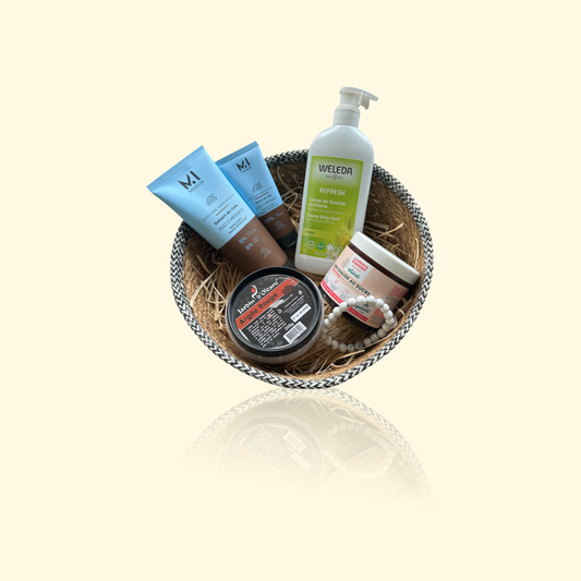 Coffret AMÉLIE - WELEDA 400 ml, Baume & Crème mains, Argile rouge, Cire au sucre, Bracelet Howlite