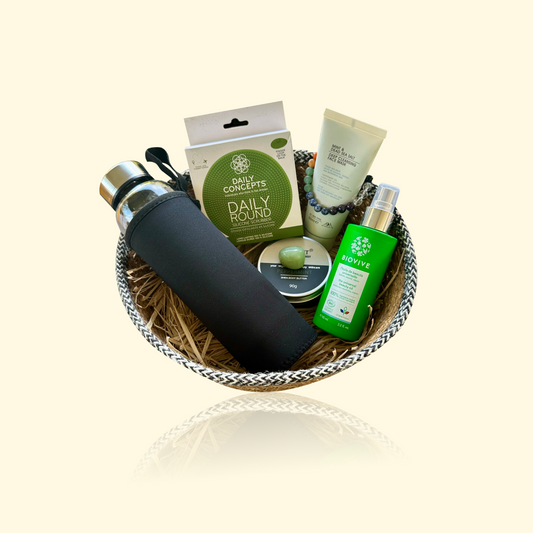 Coffret ÉLISE - TADASANA, Masque, Bracelet 7 Chakras 8 mm, Beurre, Éponge, Huile BIOVIVE, Améthyste & Jade