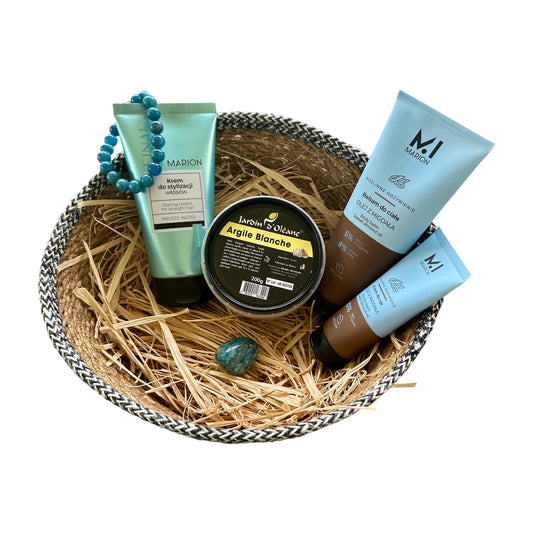 Coffret SYLVIA - Routine MARION + Argile blanche Jardin d’Oléane + Bracelet & Pierre Apatite