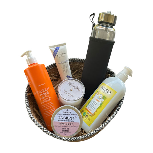 Coffret MANON - Bouteille Tadasana & Amétrine, Argile rose, Crème mains, Lait corps, Gel douche, Bougie