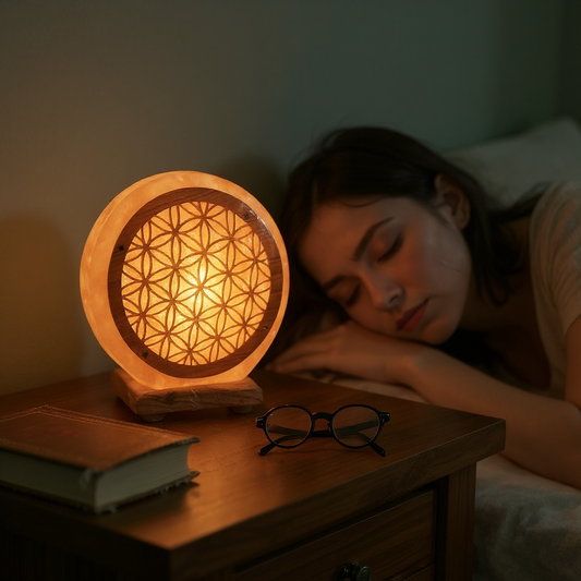 Lampe de sel de l'hymalaya fleur de vie 5 kg