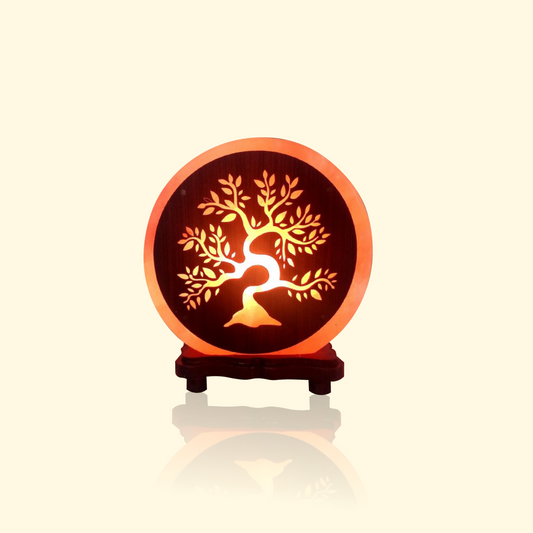 Lampe en Sel de l’Himalaya - Symbole Arbre de Vie | Lumière ambre & ambiance zen