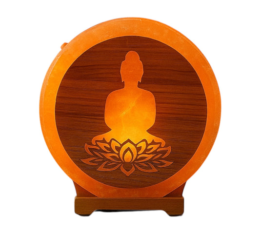 Lampe en sel de l'Himalaya Bouddha & Fleur de Lotus 5 kilos