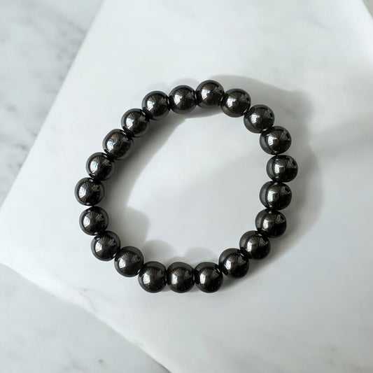 Bracelet Hématite 8 mm - Ancrage, stabilité & style métallique | Pierre naturelle