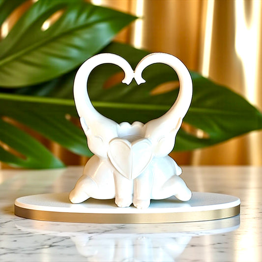 Brûleur d’encens pour résine et cônes – Éléphants blanc Amour | Paix, amour & énergie positive