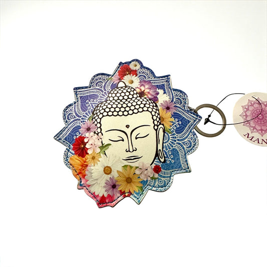 Porte-clés Bouddha Mandala fleuri
